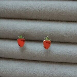 Whimsical cute carrots sterling silver earrings